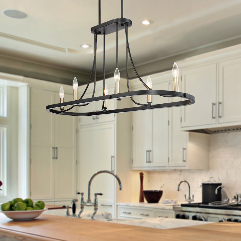 Gracie Oaks Bonita 6Light Kitchen Island Linear Pendant & Reviews